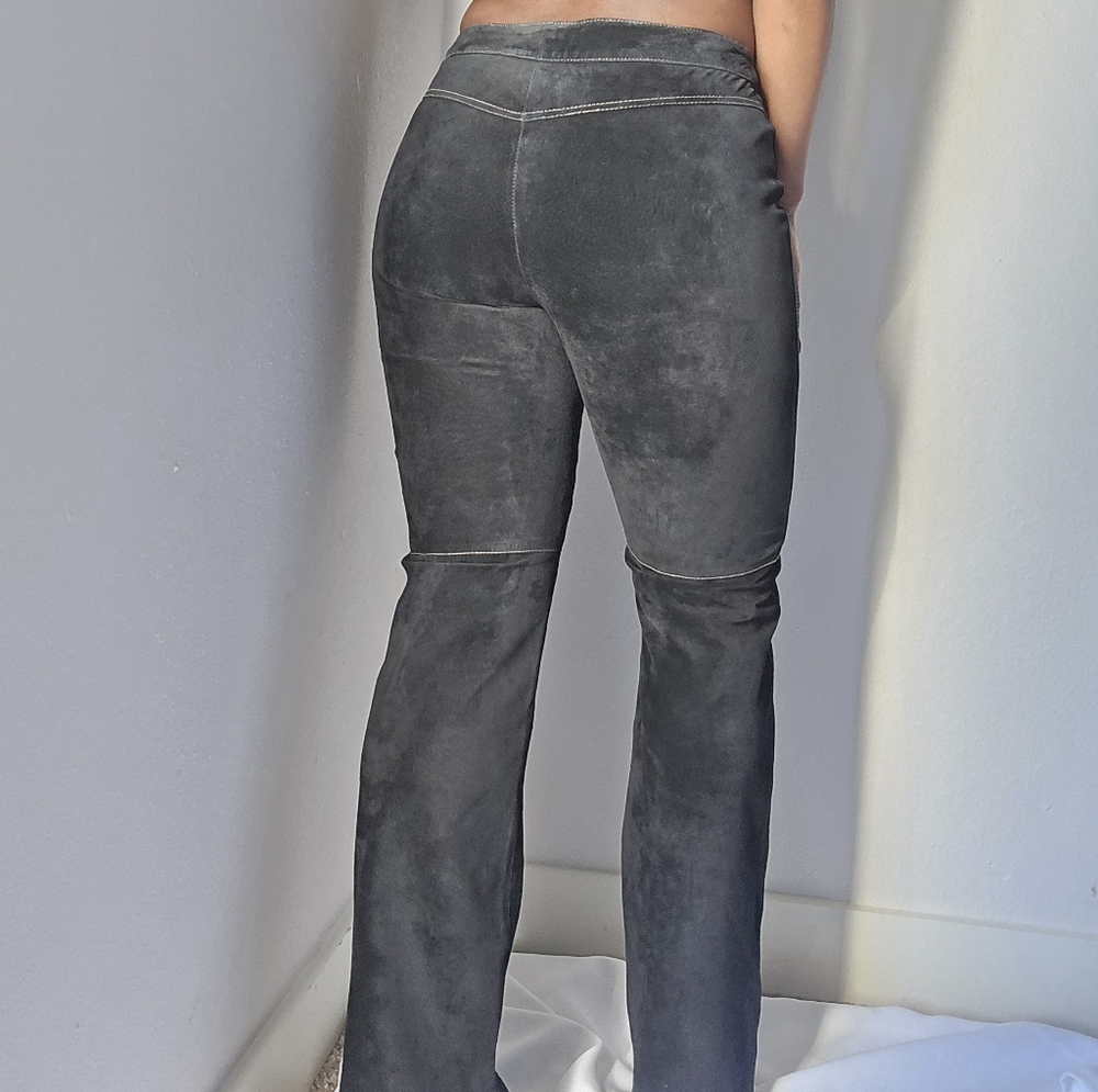 Vintage Suede Bootcut Pants Women's Size 31 Contrast Stitch Cowgirl Boho